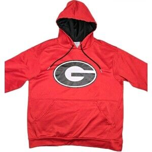 SEC Georgia Bulldogs UGA Pullover Hoodie Red Mens Large "Bad Condition "